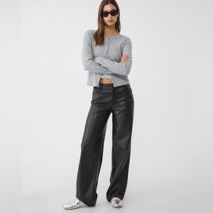 Stradivarius Wide-Leg Faux Leather Trousers